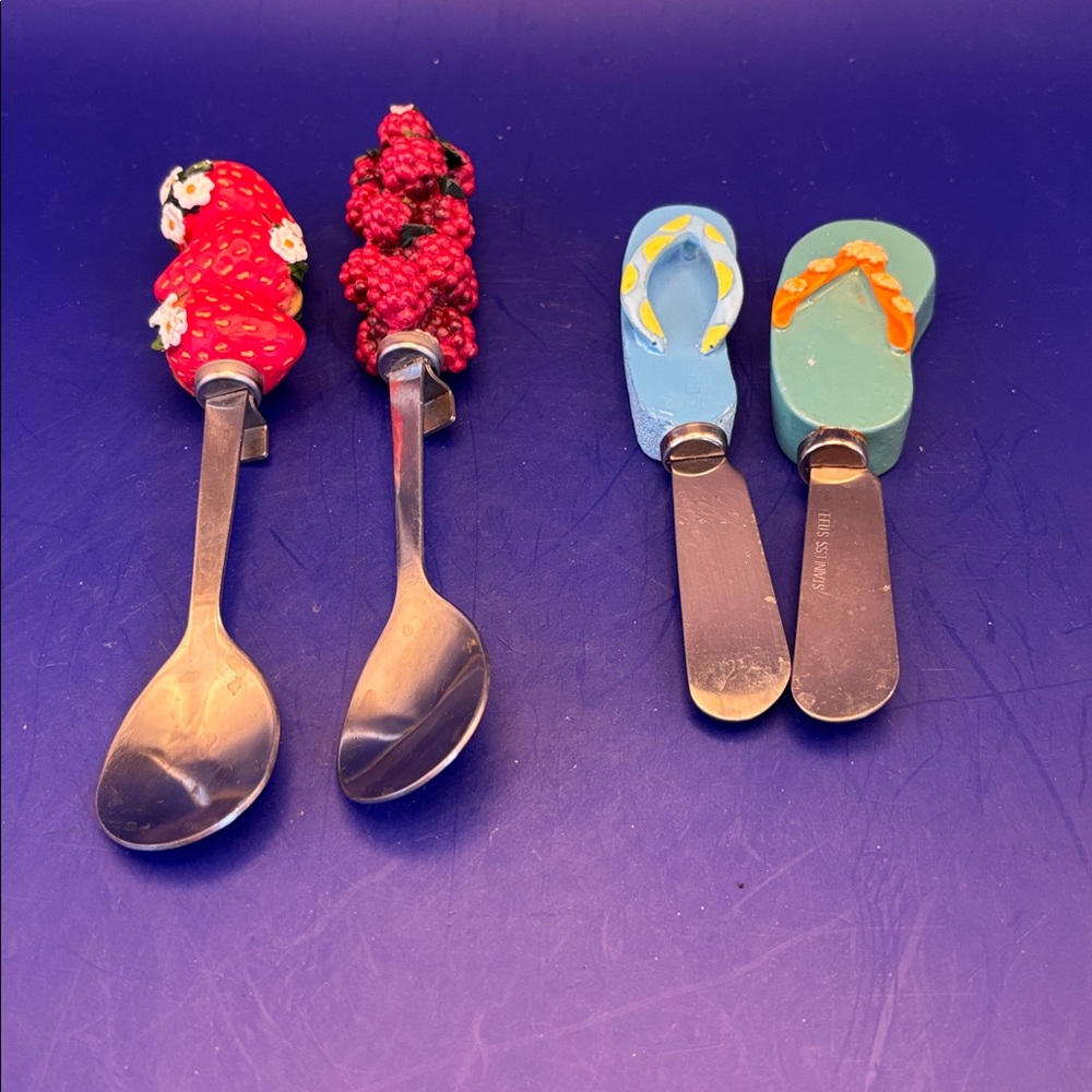 Vintage Red and Blue Decorative Spoons